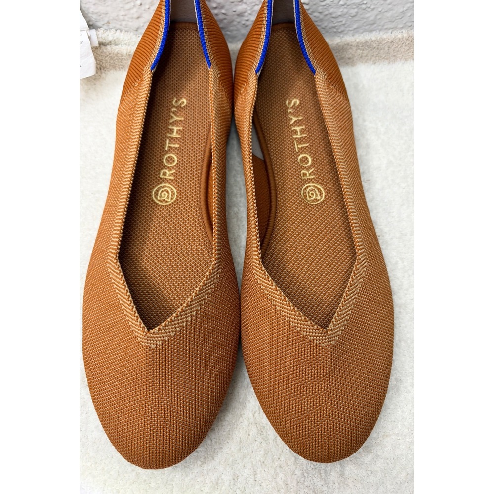 Rothys The Point Flats Ginger Orange Knit Pointed Toe Shoes Womens 12